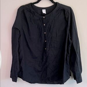 Melrose and Market Size XL Ladies Black Button Tunic 100% Cotton Blouse